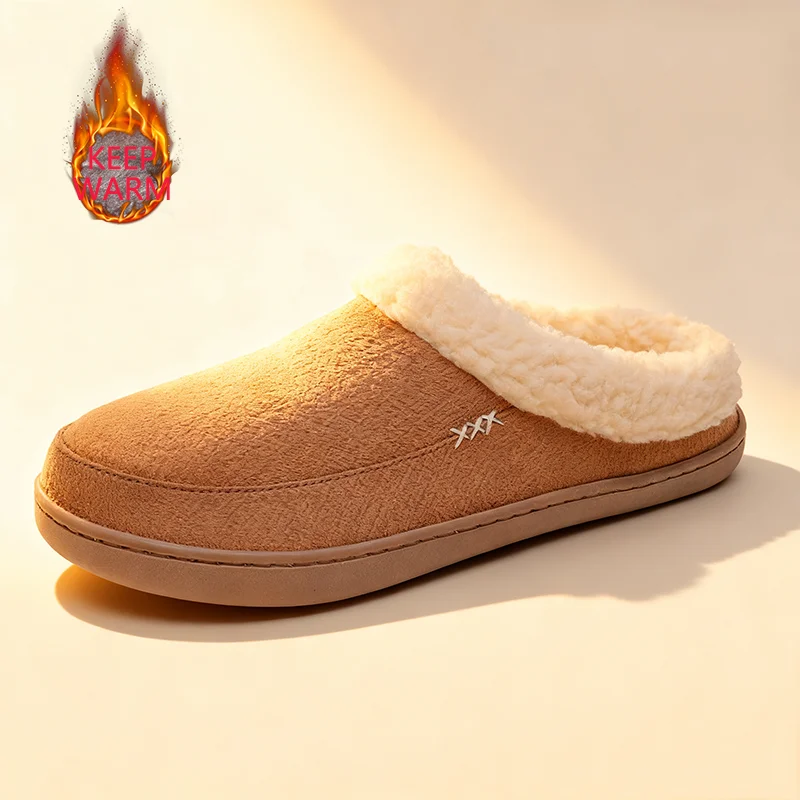 

Пушистые домашние мужские тапочки, мягкие и легкие противоскользящие домашние тапочки для зимней спальни, бесшумная пара обуви для женщин, плюшевые туфли с широким носком
