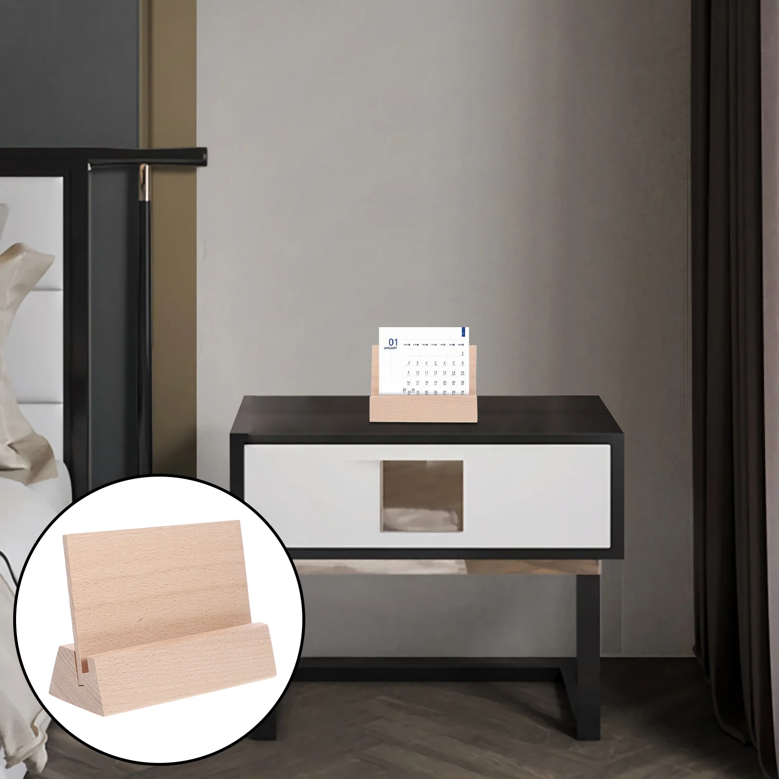 

1pc Wooden Desk Calendar Base 7Mm Slot Table Number Stands For Cards Photos Postcards Display Stand Wedding Decoration
