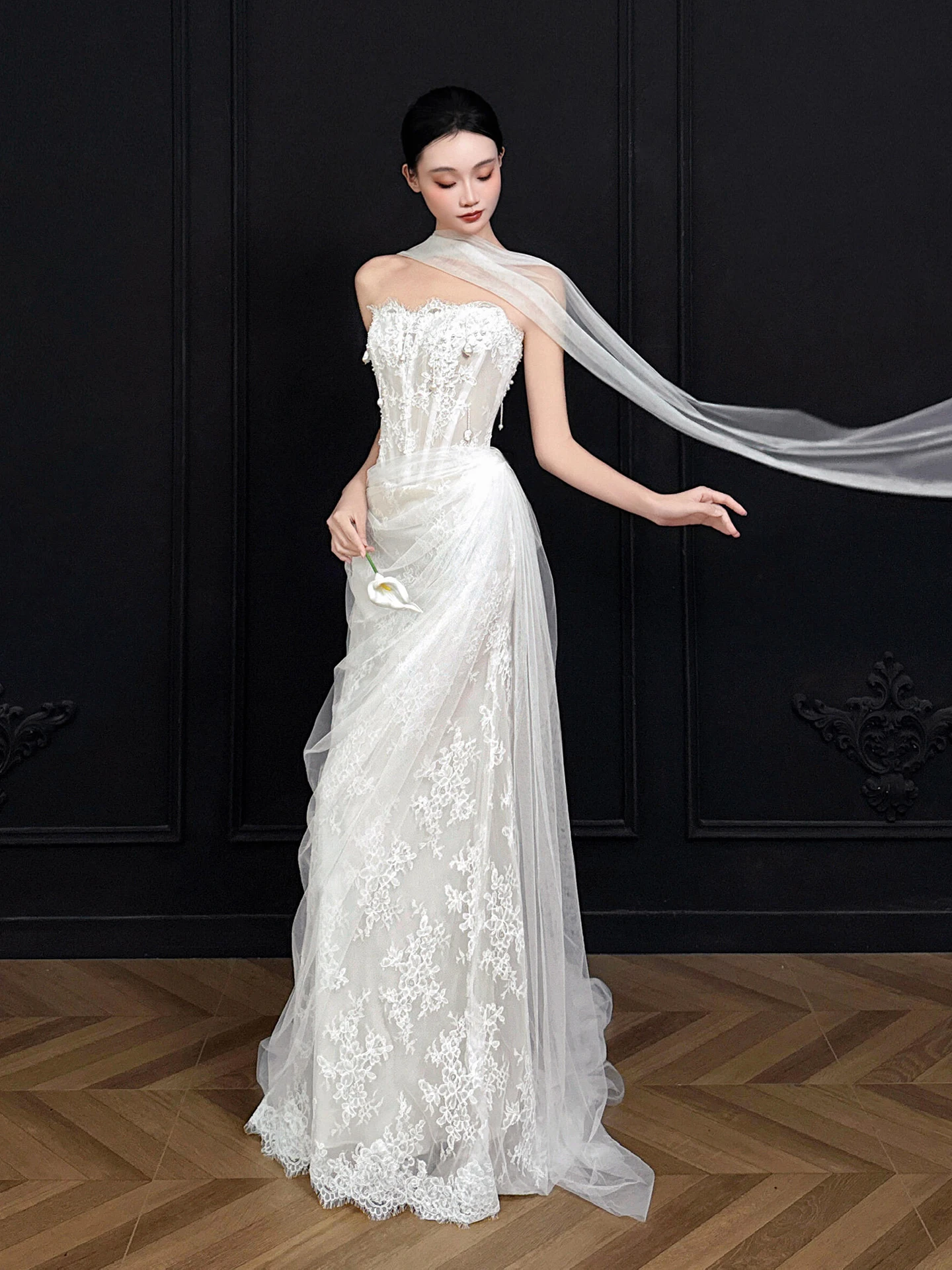 

Retro Lace Light Wedding Dr Small ence High End Feeling Strapl Forest System Outing Gown Super Fairy Engagement Tai...