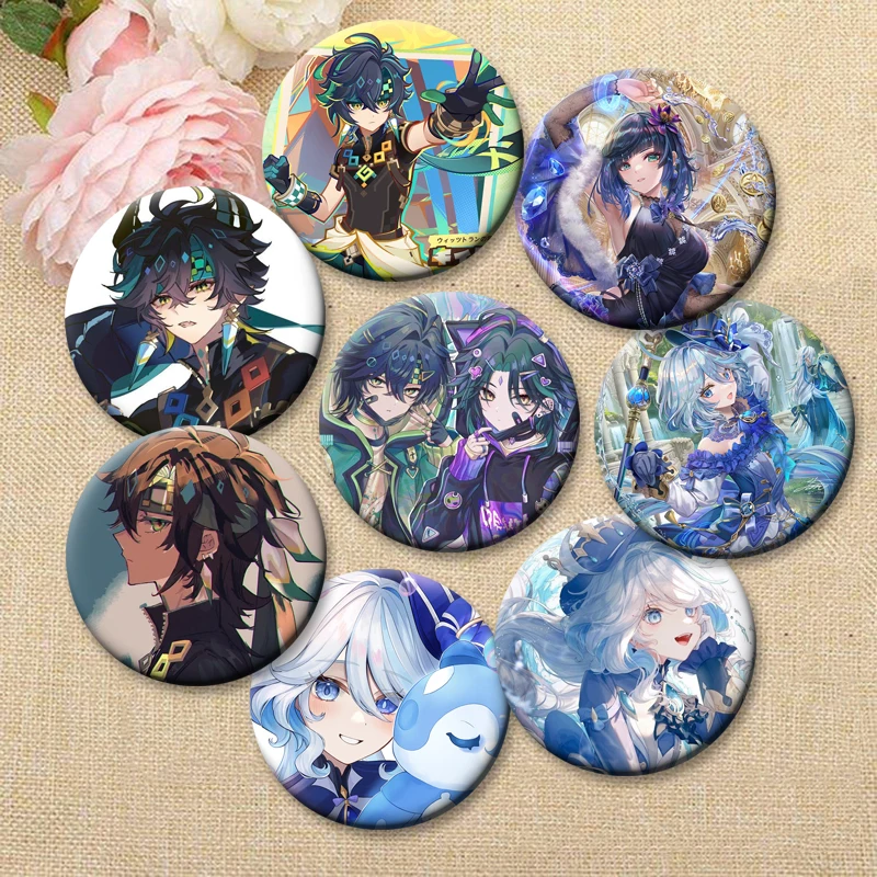 

Exquisite Cartoon Badge Game Anime Genshin Impact Brooches Yelan Shenhe Furina Lumine Kinich Lapel Pins Backpack Accessories