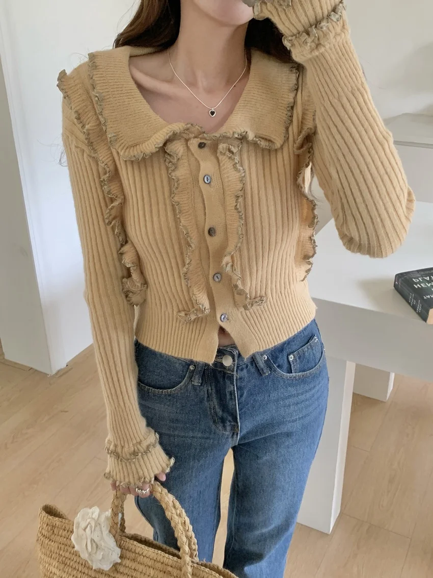 

Свитера цвета хаки Alien Kitty, облегающая новая женская верхняя одежда, офисная женская одежда 2025 года, милые осенние вязаные повседневные офисные женские нежные кардиганы