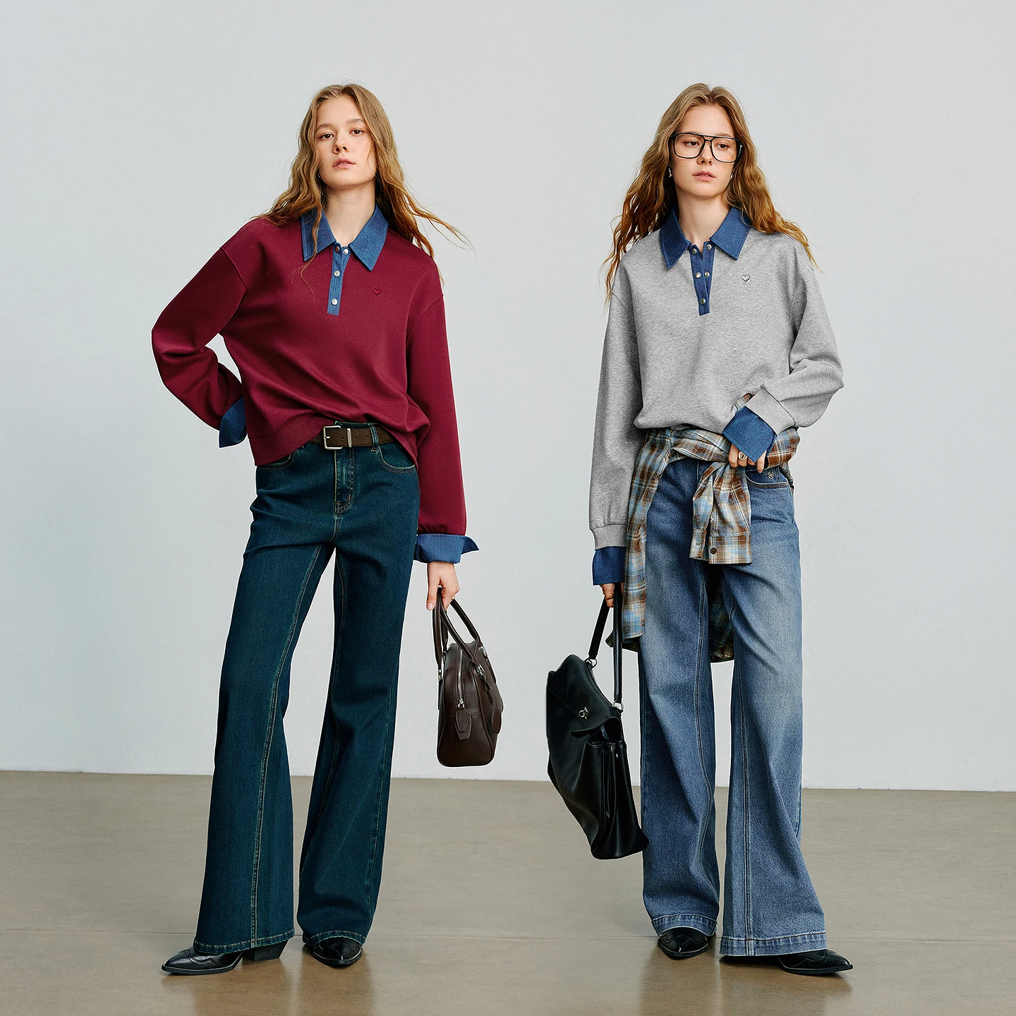 TOYOUTH المرأة هوديس البلوز 2025 الخريف جديد الربط وهمية قطعتين القطن بلوزات على الموضة Ankola الأحمر #5