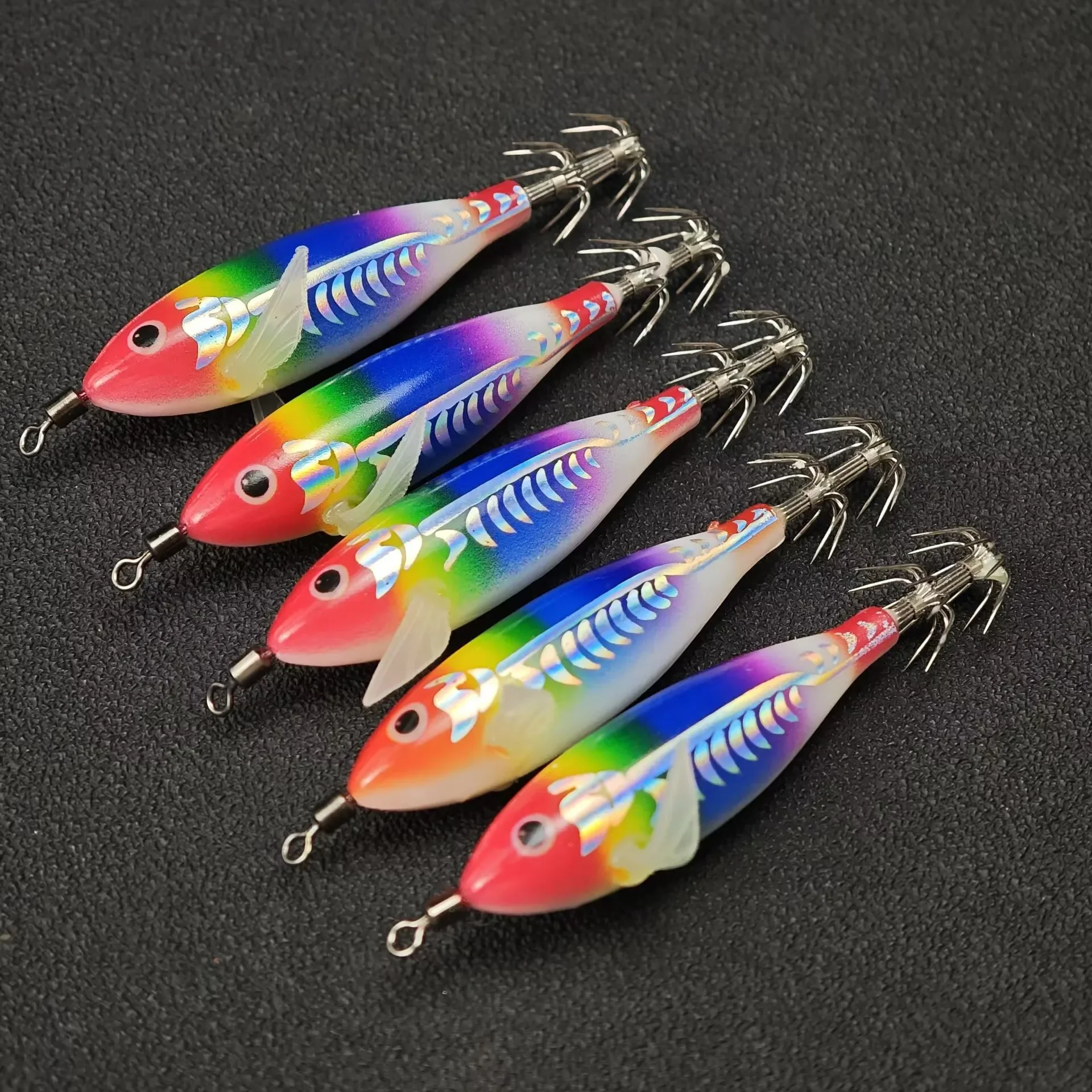 17 Stück/Set Leuchtender Tintenfisch-Jig 8cm/5,7g Garnelen-Angelköder Haken Meeresfischerei-Zubehör Künstlicher Köder Oktopus-Köder – Detail 2