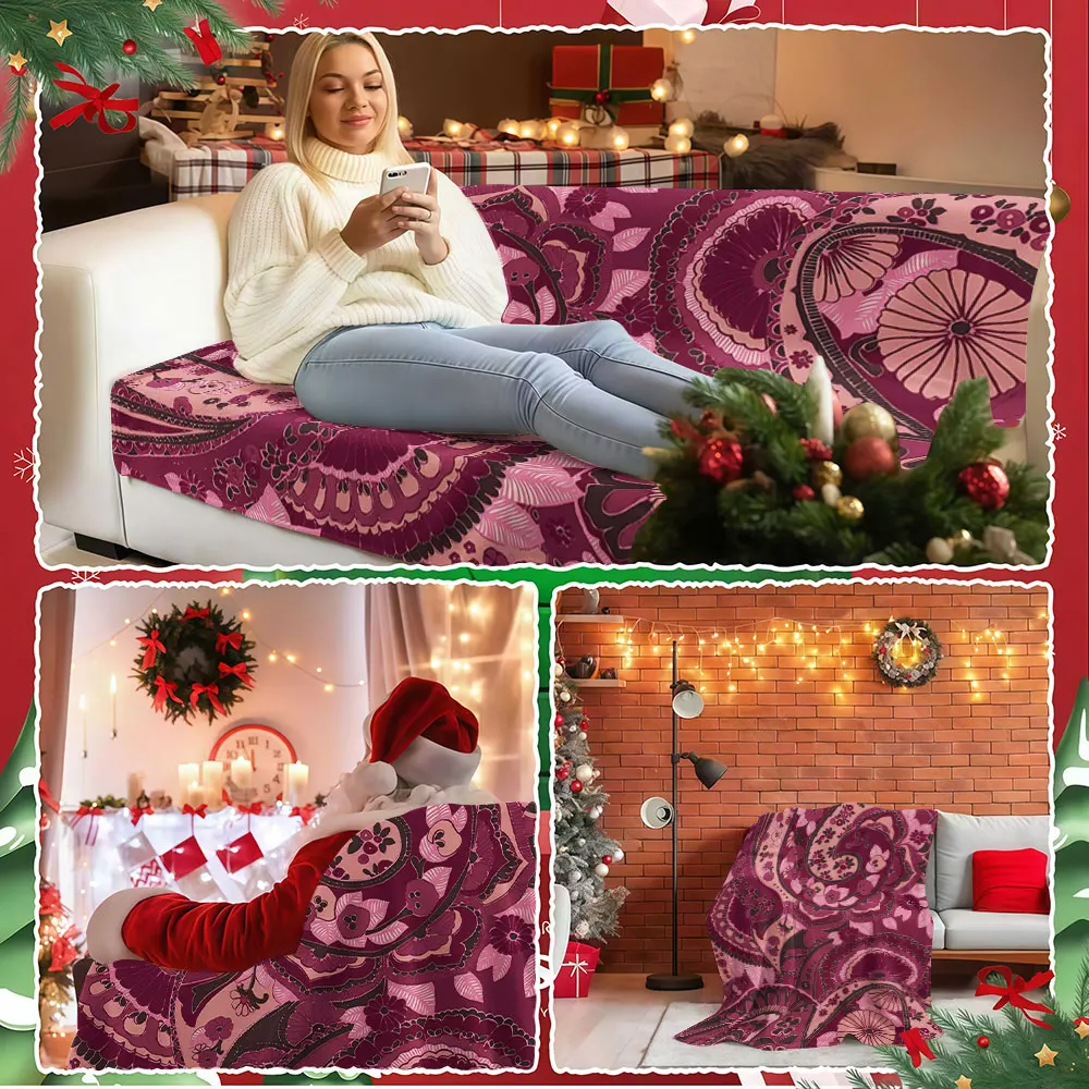 Paisley Charm Winter Summer Flannel Blanket Throw Fleece Soft Fuzzy Plush Cozy Fleece Blankets for Sofa Ideal Gifts