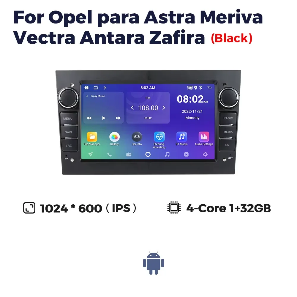 Auto radio multimedia voor Opel Astra H J 2004 Vectra Vauxhall Antara Zafira Corsa C D Vivaro Meriva Veda draadloze CarPlay