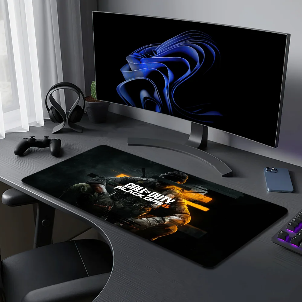 COD Call Of Duty Black Ops 6 Ghost للكمبيوتر الشخصي، لوحة ماوس كبيرة للألعاب، حواف مخيطة، قاعدة مطاطية مضادة للانزلاق ممتدة