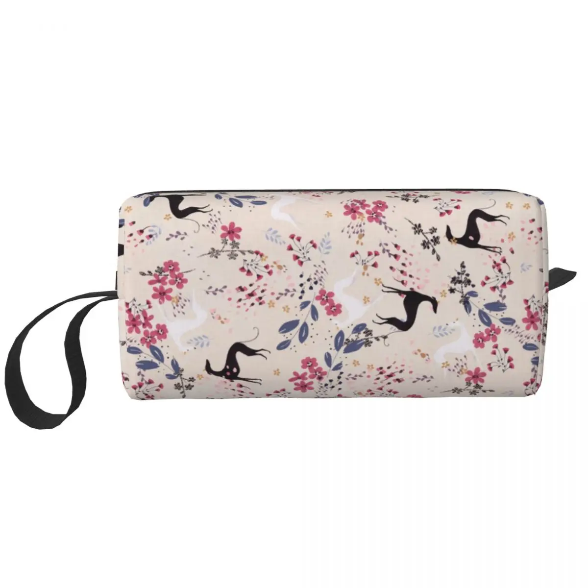 Custom Greyhound Sighthound Flower Love Travel Cosmetic Bag Animal Whippet Dog Makeup Toiletry Lady Beauty Storage Dopp Kit