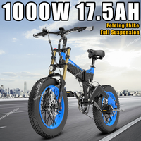 LANKELEISI X3000PLUS Ebike Folding 1000W 48V17.5AH 20*4.0inch Fat Tire Snow Electric Bike Hydraulic Brake Adult Electric Bicycle