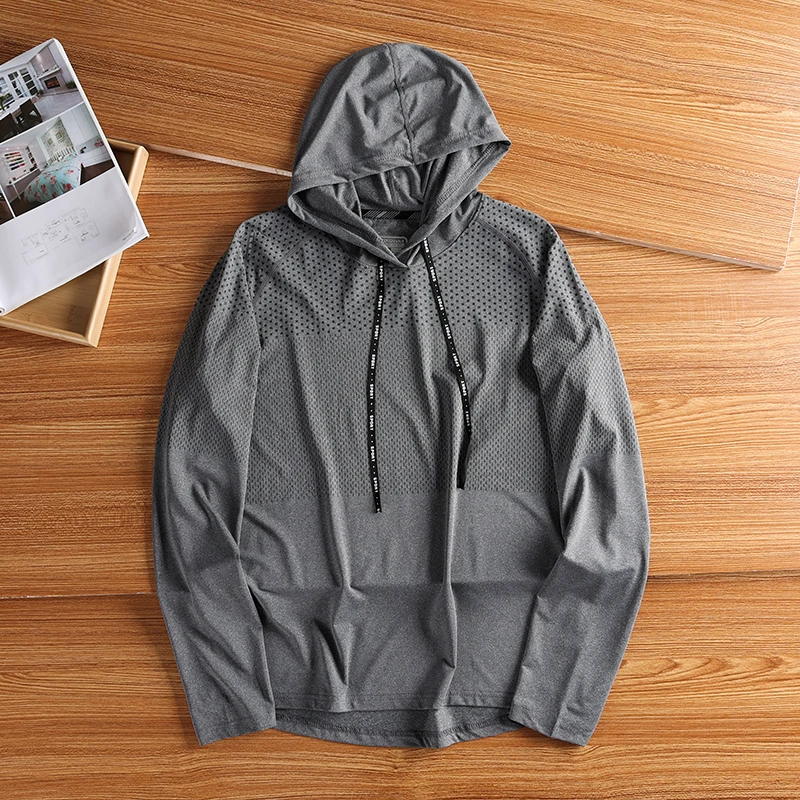 

Мужская спортивная толстовка с капюшоном для бега, быстросохнущая, дышащая, влагоотводящая, эластичная, для баскетбола, повседневная, свободного кроя