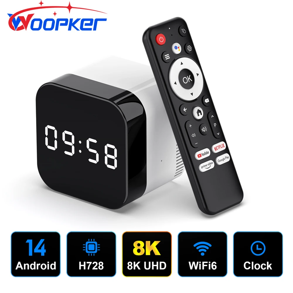 

Woopker Smart TV Box H96 MAX H728 ATV Allwinner Octa-Core 8K Android14 1000M/LAN Wifi6 Media Player Set Top Box RAM 4G ROM 128G