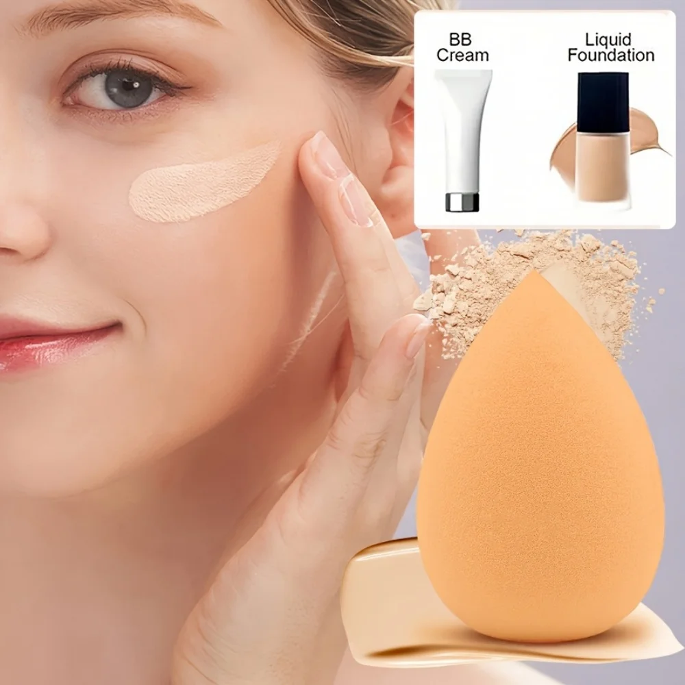 Set di 6 spugne per trucco con barattolo di stoccaggio Spugne per trucco senza lattice Soffio per dita Soffio cosmetico per fondotinta bagnato e asciutto a doppio uso