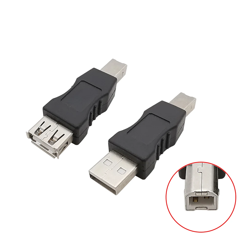 1Pcs USB 2.0 Type A Male / Female to B Male Plug Converter Connector For USB Printer Square Of the Public Transfer Joint