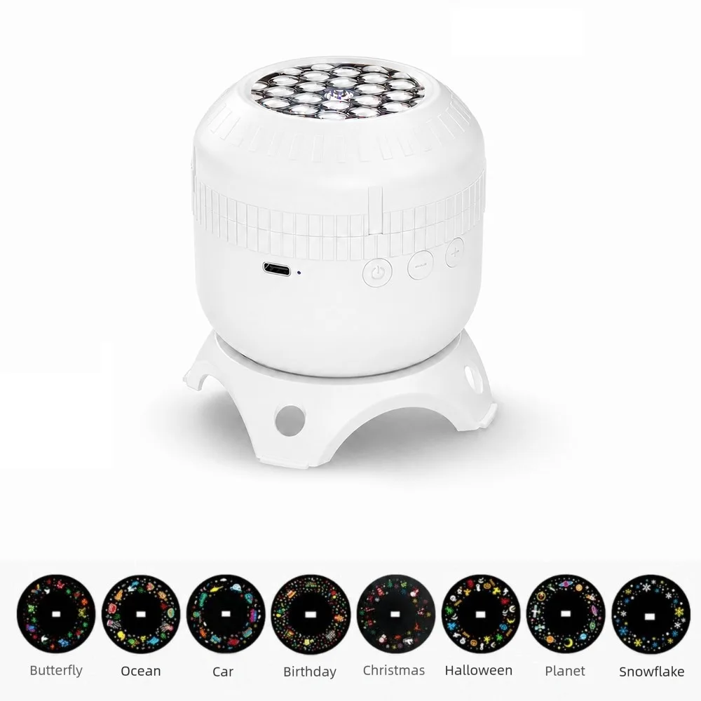 8 Patterns Starry Ocean Projection Night Light Rotating with Adjustable Speed Festival Ambient Light Christmas Ocean Pattern