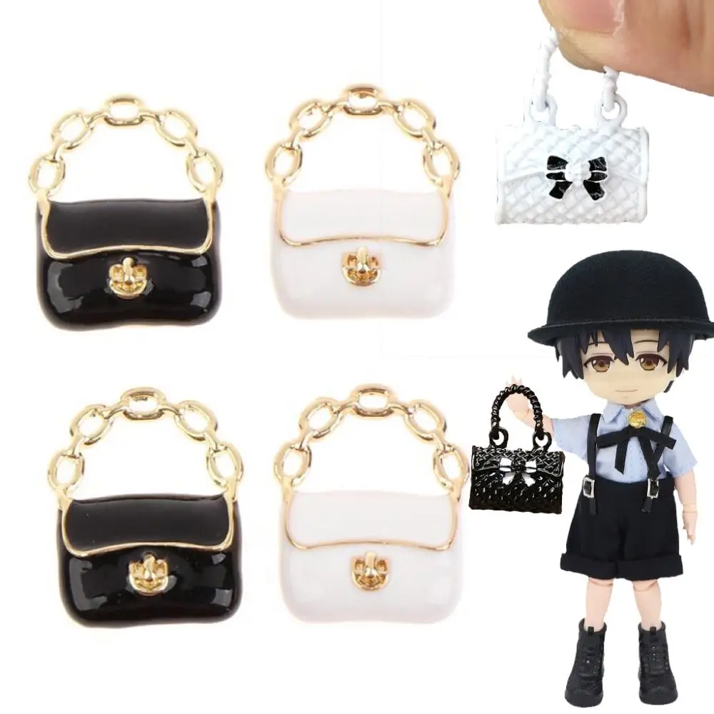 Metal Doll Backpacks Fashion White Miniature Doll Handbag OB11 Black Doll Bags