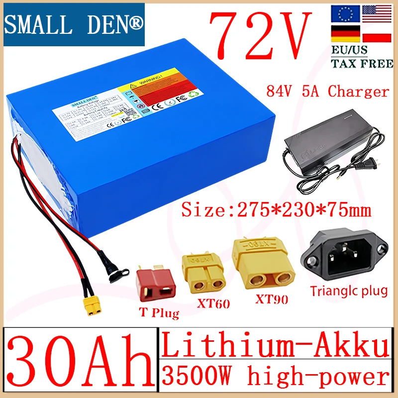 

New 20S6P 72V 30Ah lithium-ion polymer battery pack suitable for motorcycle and automotive motor batteries + 84V 5A charger