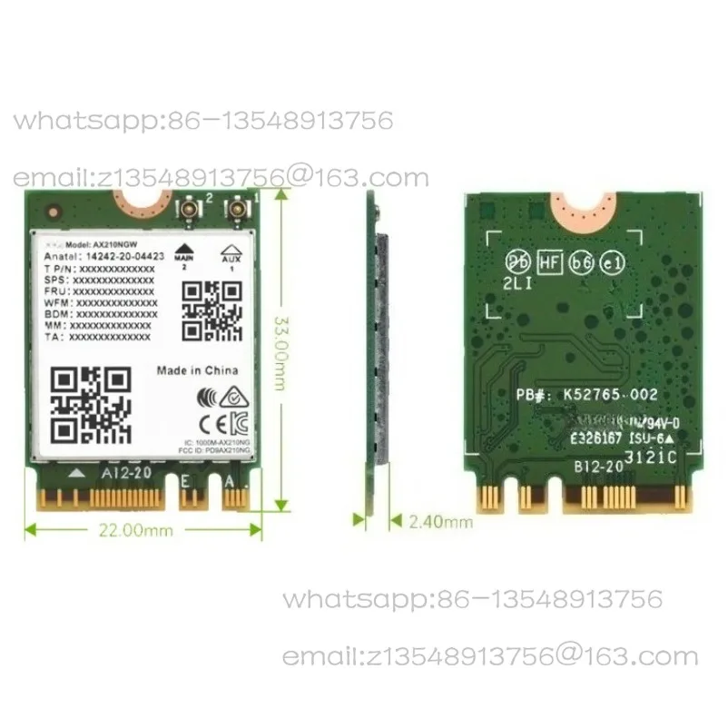 

Wireless Module AX210 WiFi6E & Bluetooth 5.2 5B/5A/5ITX/5T/3A/3B for