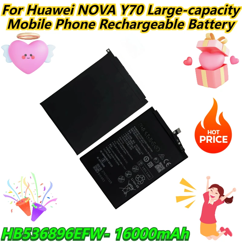 

For Huawei NOVA Y70 Large-capacity Mobile Phone Rechargeable Battery HB536896EFW- 16000mAh