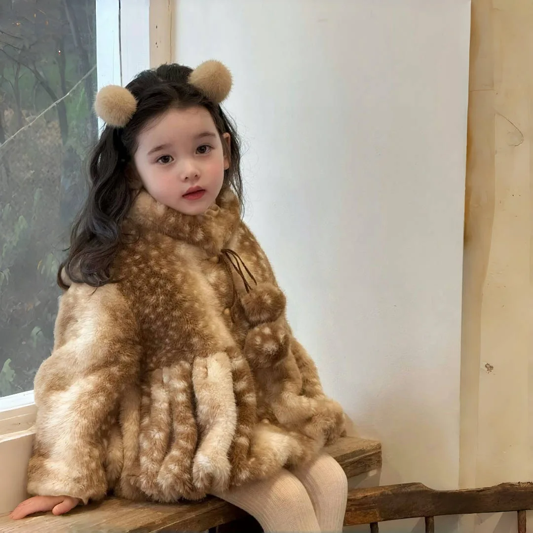 

Children Fur Coat 2025 Autumn Winter New for Girls Imitation Mink Fur Coat for Little Girls Medium Long Thick and Warm