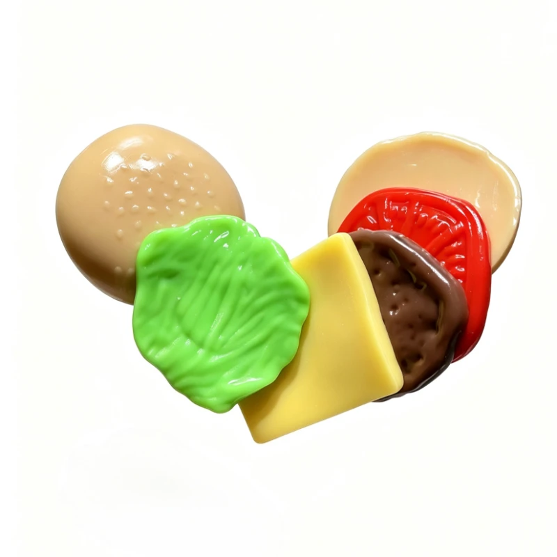 Simulation Hamburger Squishy Toy Soft Burger Squeeze Ball Stress Relief Fidget Vent Toy Anxiety Relief Sensory Toy Party Gift view 2