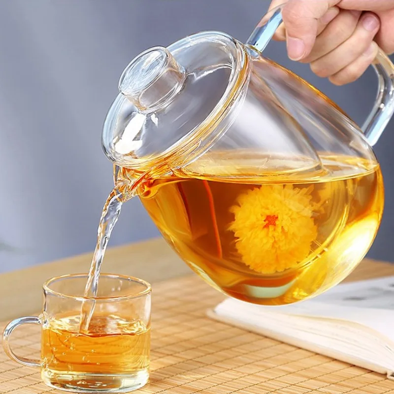 Clear Glass Teapot For Stove Household Teaware Heat Resistant High Temperature Explosion Proof Tea Infuser Coffeemaker Milk Mug