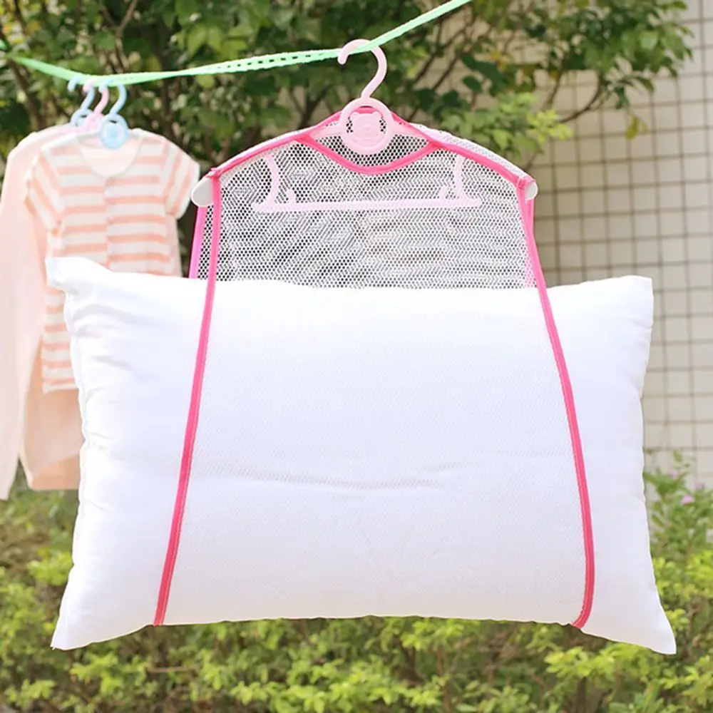 Hanging Windproof Mesh Hanger Clothes Plush Frame Fixed Holder Pillow Drying Rack Balcony