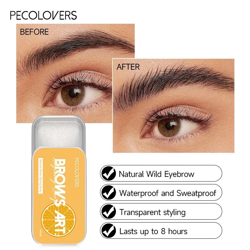Jabón moldeador de Gel para cejas Pecolover, pomada refrescante transparente para peinar cejas, cera moldeadora de cejas Natural para contorno 3D, 1 ud.
