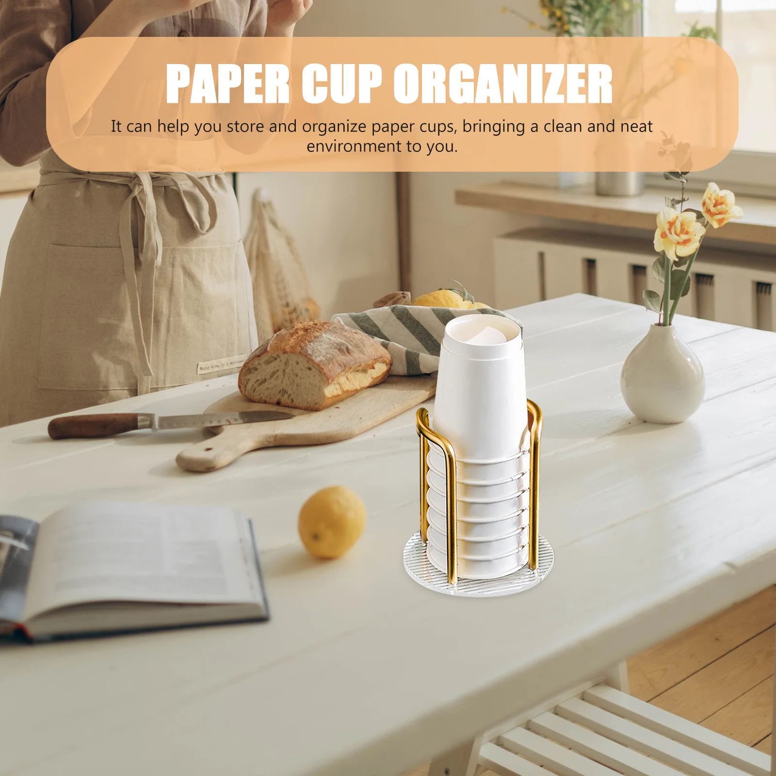 

Paper Cup Storage Holder Smooth Surface Ideal for Home Party Office Cafe Coffee Bar Countertop Organizer