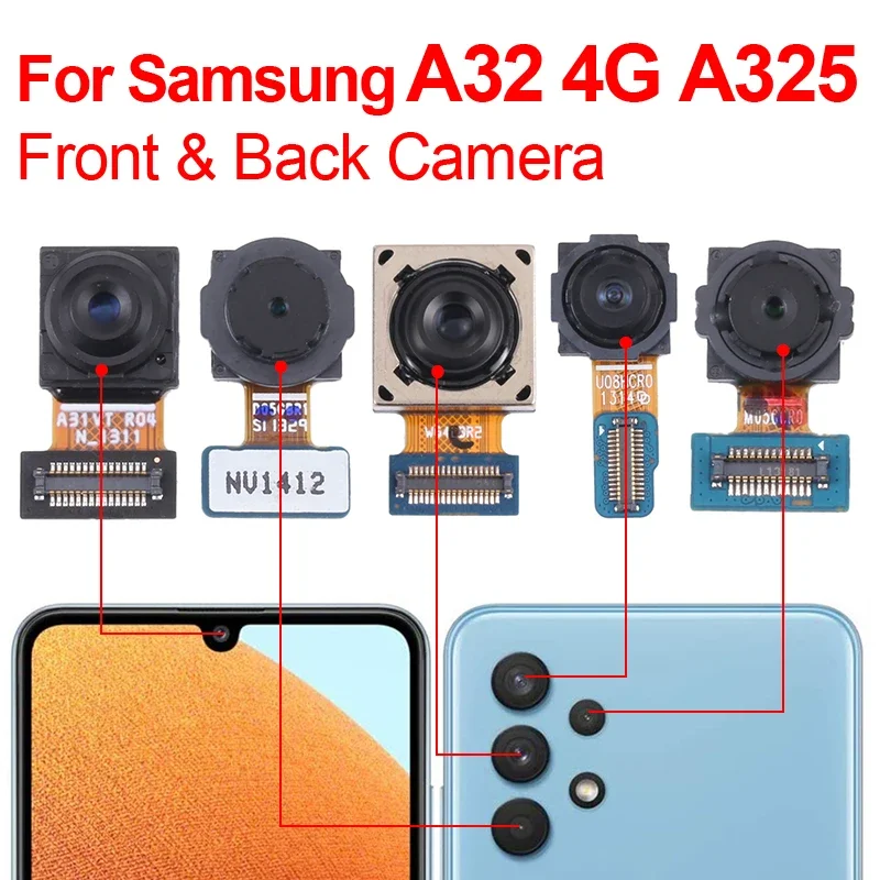 A32 Rear Back Main For Samsung Galaxy A32 4G A325 A325F SM-A325M Depth Macro Wide Front Camera Replacement Parts