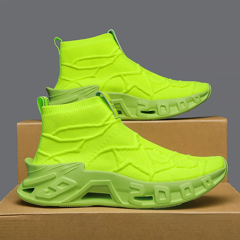 2026 new comfortable, fashionable and casual high top fly woven mesh blade sports and leisure shoes