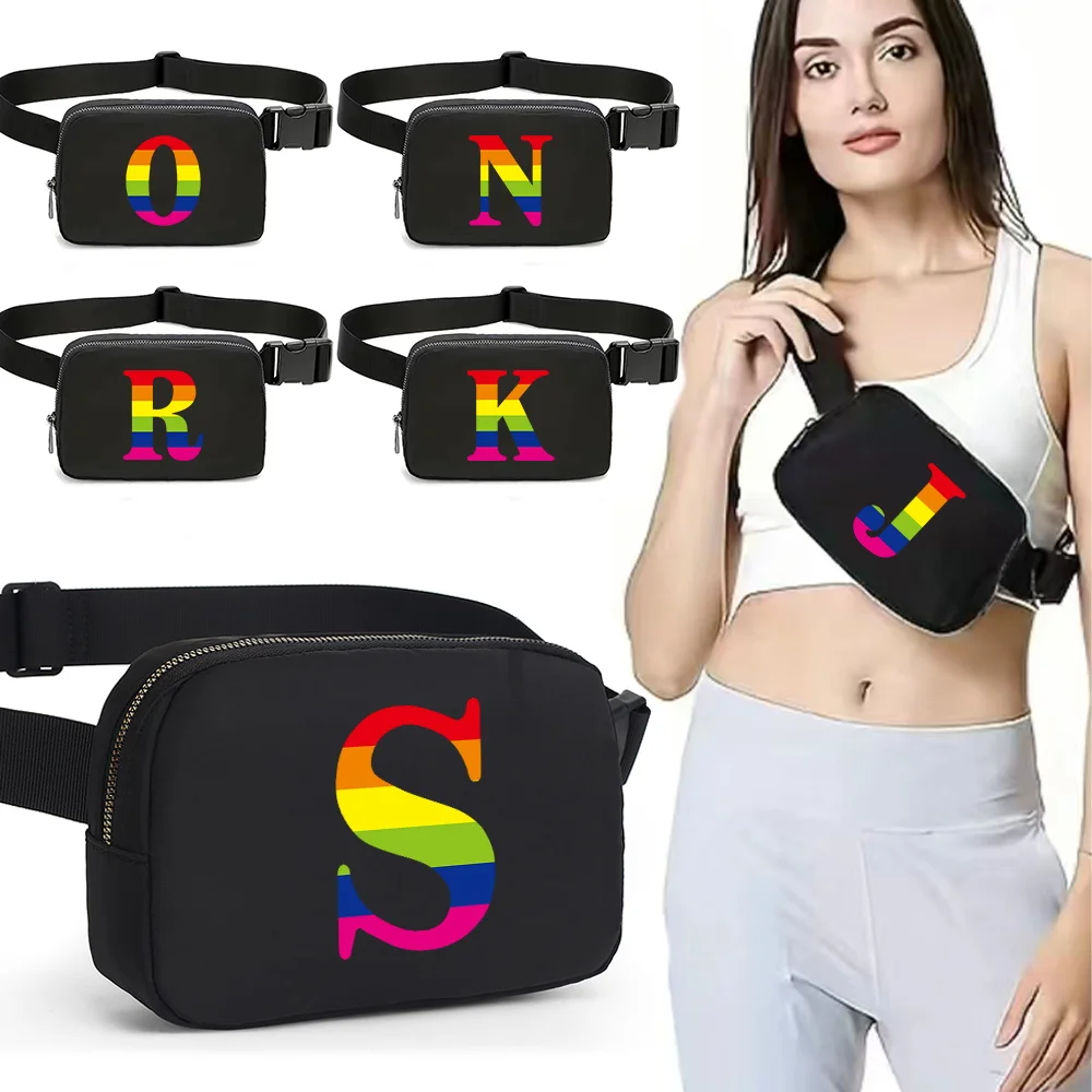 Fanny Packs Cross Bag Women Waist Package Outdoor Sports Organizers Bags Korean-style Fanny Pouch Rainbow Printing Series