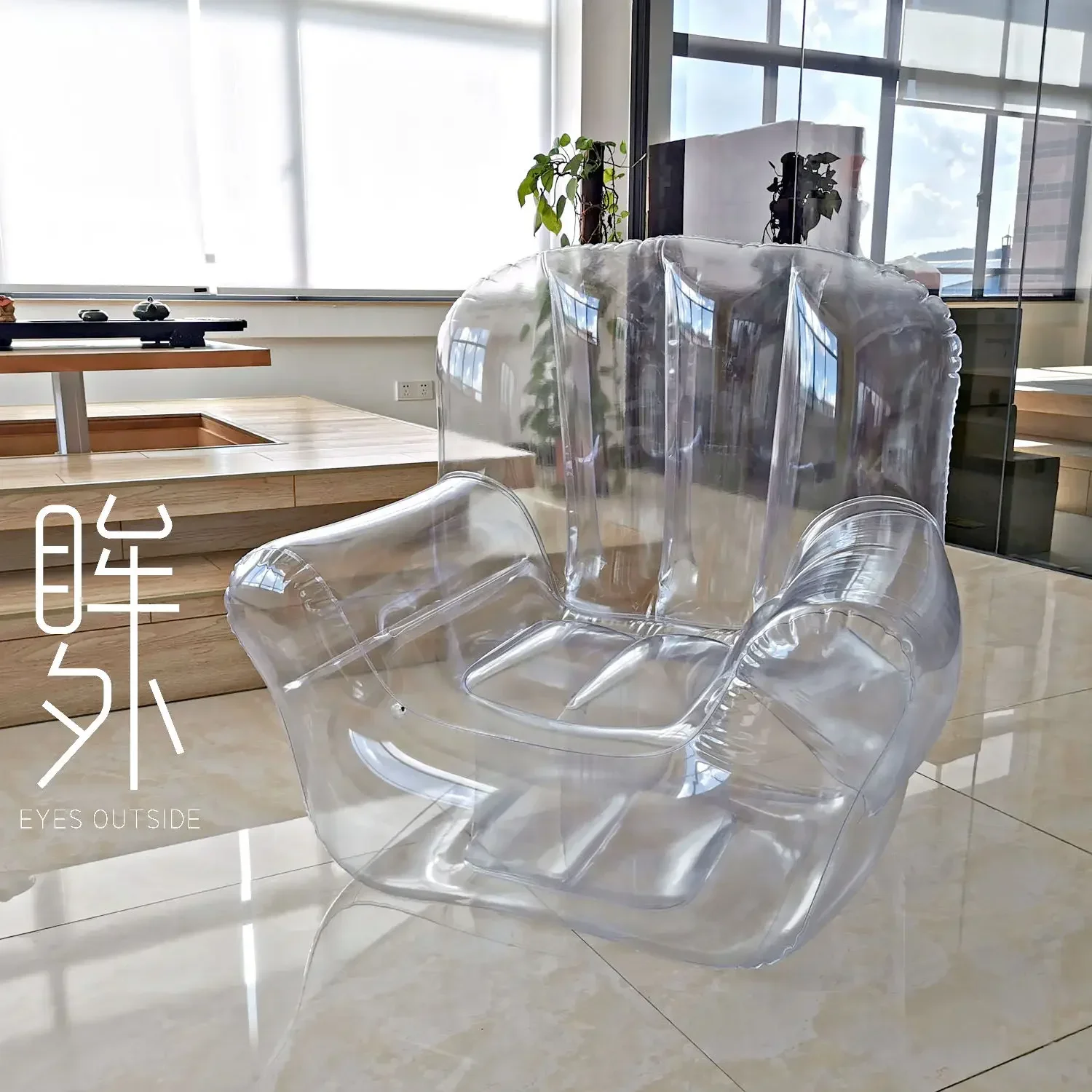 

Inflatable Transparent Sofa, Creative Lazy Chair for Indoor/Outdoor, DIY Photography Prop, Multifunctional Storage and Seating