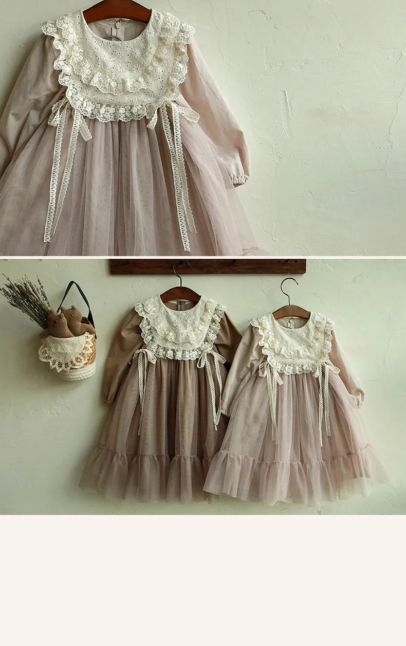 Robe de princesse en maille épissée pour enfants, vêtements pour tout-petits, mignon, épaissi, bébé fille