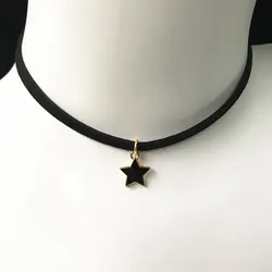 New Arrivals Fashion Collares Collier Black Velvet Leather Five-Pointed Star Pendants Chokers Necklaces For Women Jewelry