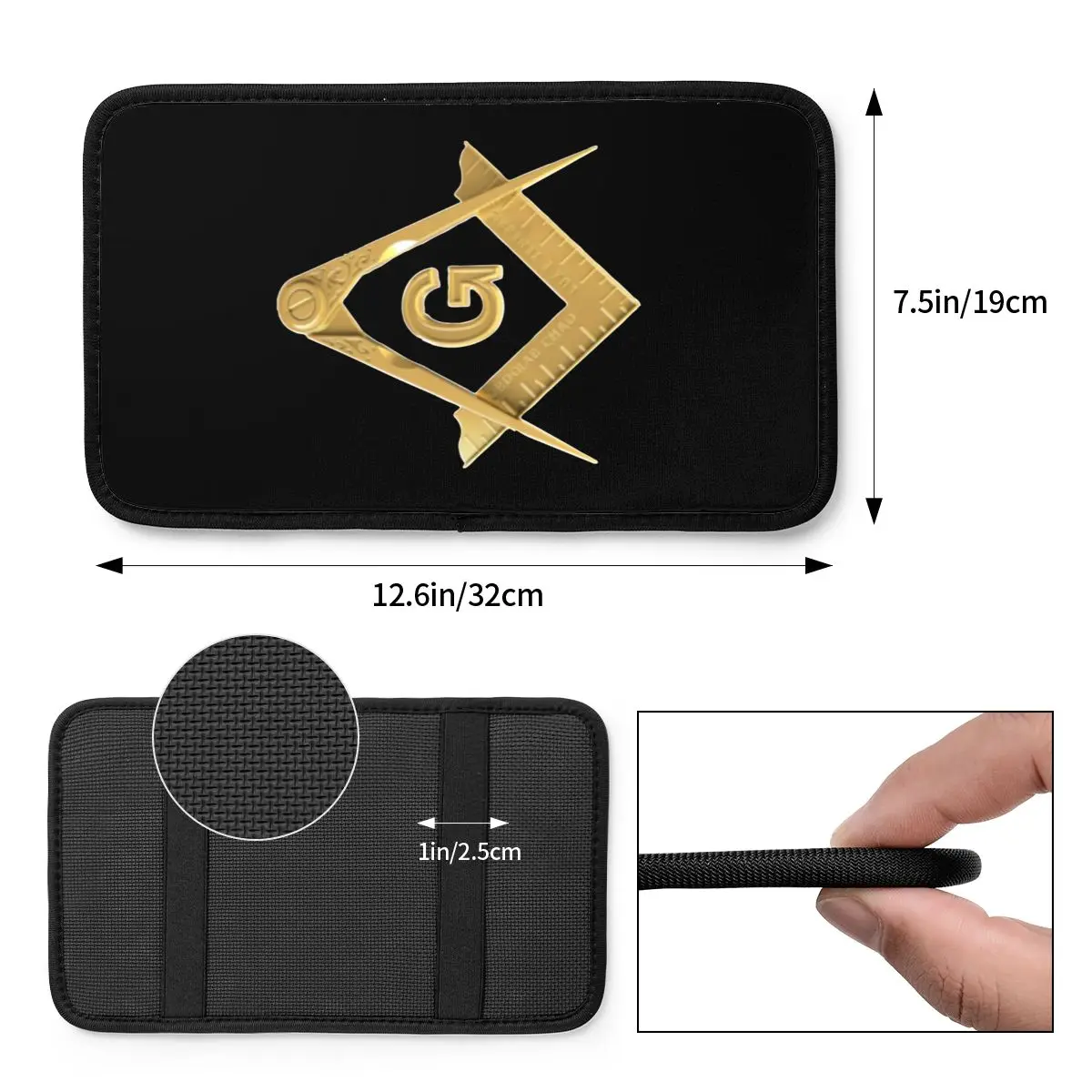 Center Console Cover Pad Masonic Pyramid Eye Freemasonry G Symbol Compass Car Armrest Cover Mat Universal Auto Interior