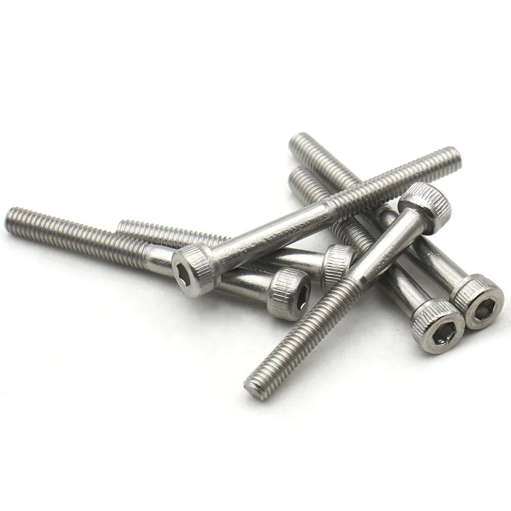 10-1 pz 304 In Acciaio Inox Socchetto Viti A Testa Cilindro M3 M4 M5 M6 M8 M10 M12 M14 M16 Filettatura Parziale Bulloni Esagonali di Lunghezza Lunga