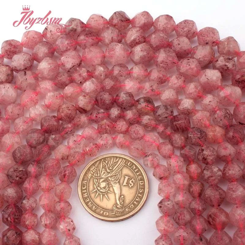 6/8/10mm Faceted Strawberry Quartz Bead Natural Stone Beads For DIY Necklace Bracelats Earrings Jewelry Making 15\