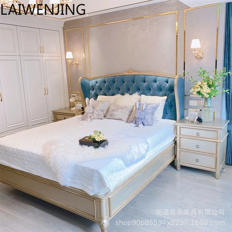 

SGF French light luxury bed Solid wood luxury carved fabric European bed