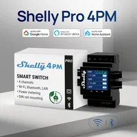 Shelly Pro-interruptor Wifi para automatización de instalaciones del hogar, 4 canales, LAN, 4PM, Control remoto, medición de potencia