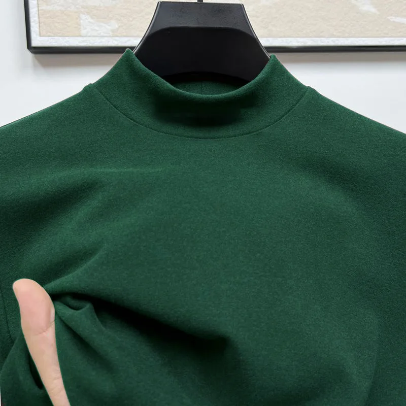 Skin-friendly Double-sided Velvet Warmth f-high Collar Men's Underwear Base Layer irt Long Sve Polyester Fiber