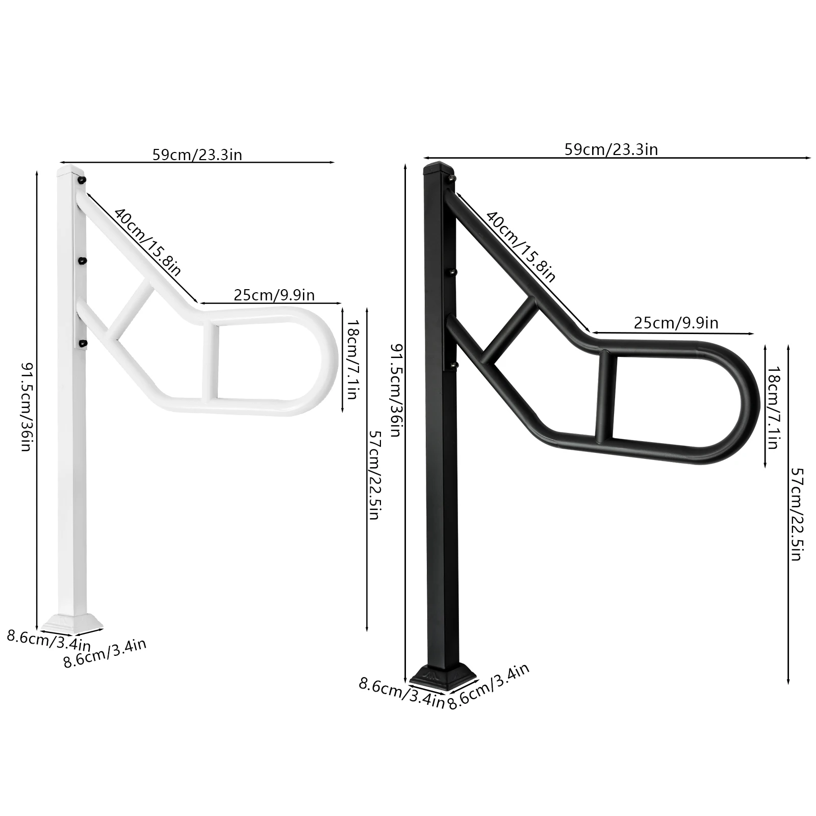 Single Post Handrail Outdoor Stair Railing U-Shaped Stepladder Grab Rails for Steps White/Black