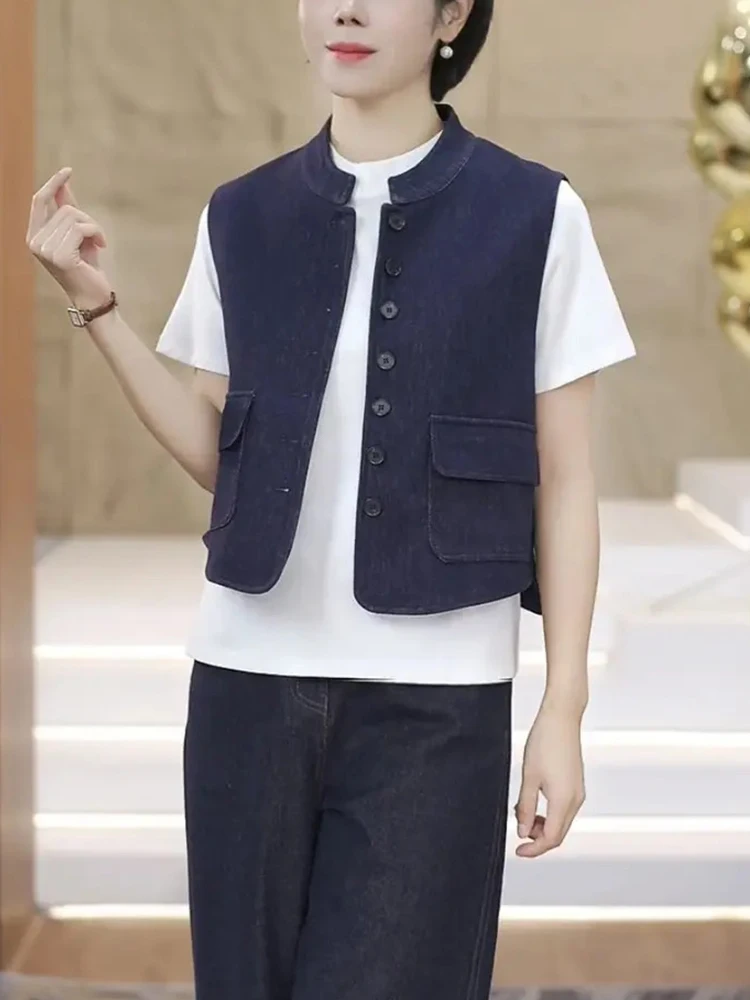 

Модный ретро-жилет для женщин, осень 2026, новинка, маленький размер, стройнящий, универсальный, для работы и повседневной носки