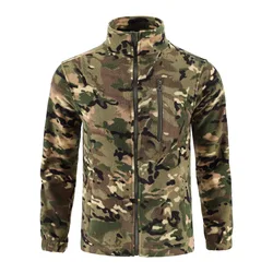 Camo Tactical Jackets Men Outdoor Double-sided Polar Fleece Warm Windbreaker Coats Male Stand Collar Zipper Combat Cargo Jacket