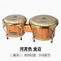 Buffalo Leather7Inch 9 Inch Bongo Tambourine Tsubaki Wood Professional Performance Playing Grade