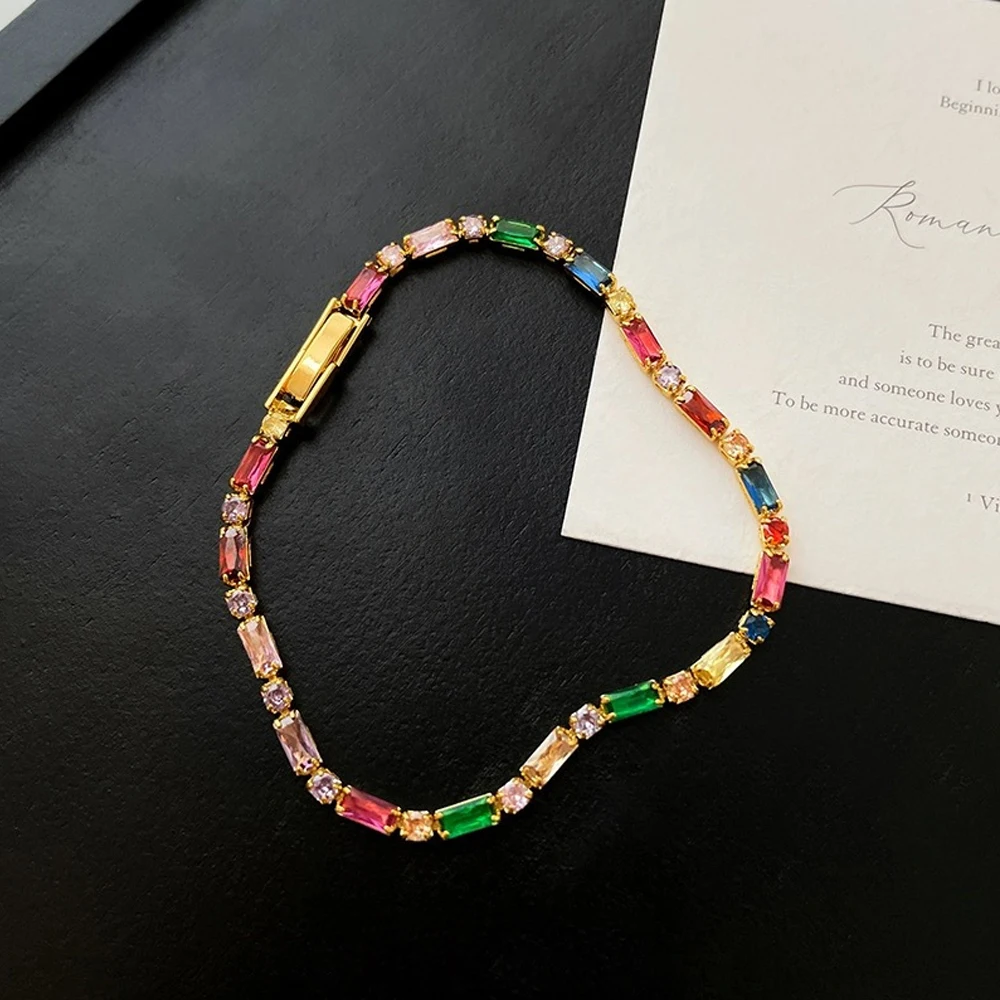 تصميم فاخر ملون الزركون سلسلة سوار للنساء الكورية الإكسسوارات هدية رائعة لمجوهرات الزفاف الطرف #5
