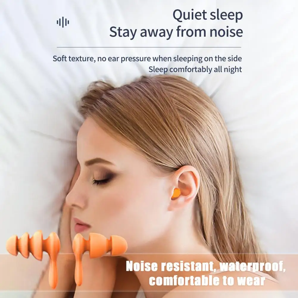 2 Pair Sleep Earplugs Anti noise Waterproof Hearing Swimming Earplugs Sleep Earplug with Storage Box Unisex Accessory