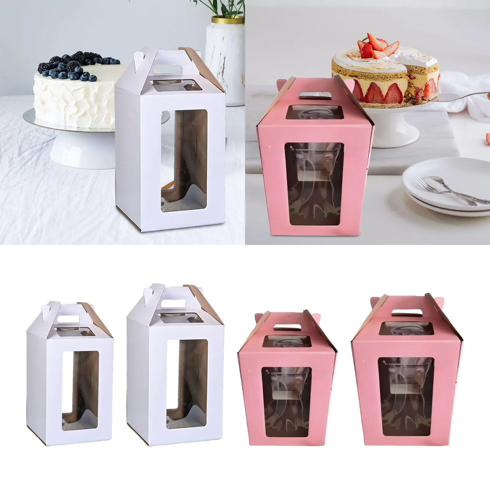 Tall Cake Box Food Storage Multipurpose Tiered Cake Box with Window for Parties Graduation Anniversary Weddings Gatherings