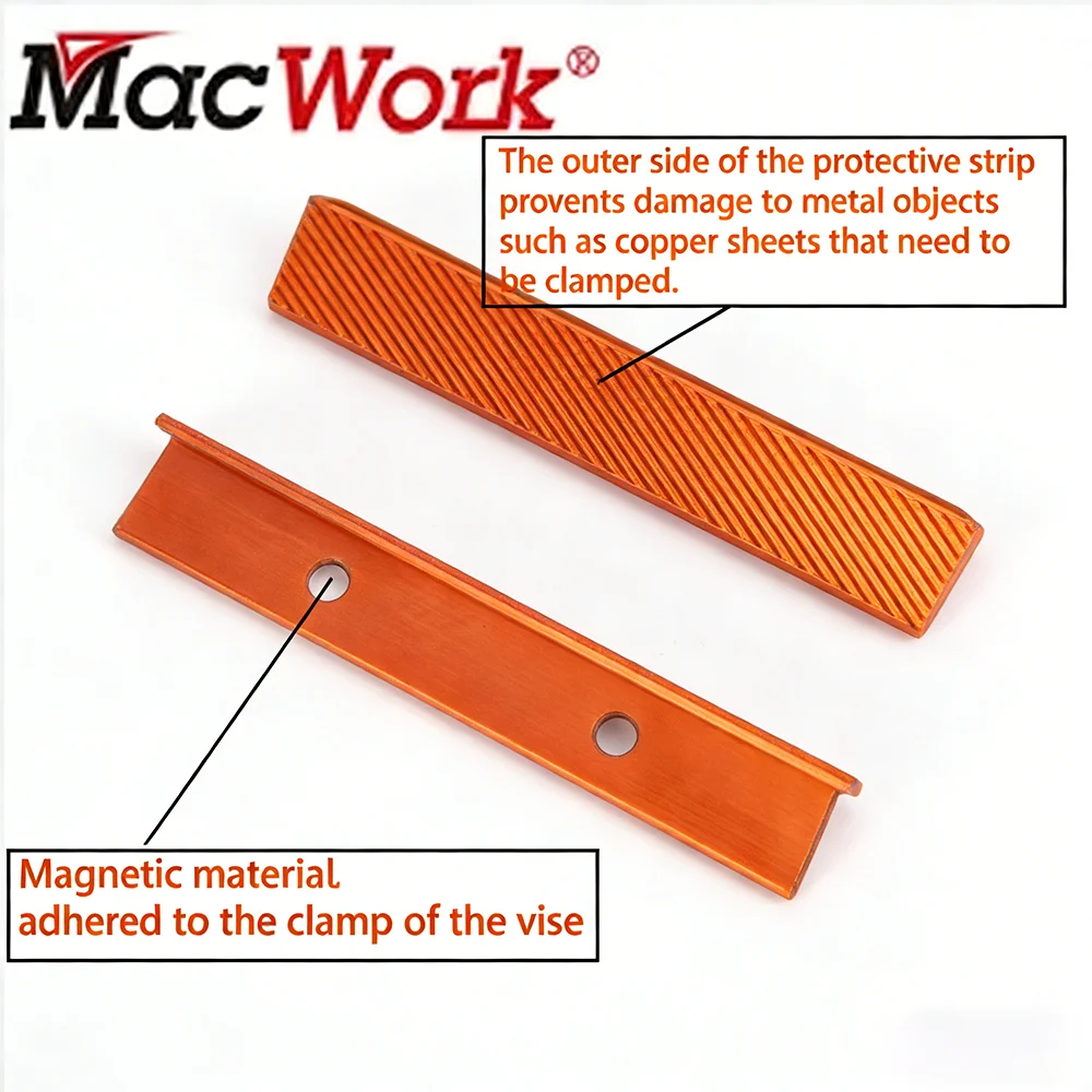 2 Pieces Heavy-duty Magnetic Vise Pads with 4/6-inch Multi Angle Groove Design Suitable for Soft Grip in Woodworking Engineering