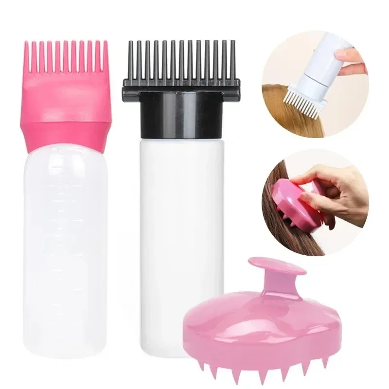 120ml Hair Oil Applicator Bottle Hairdressing Shampoo Bottle Hair Dye Refillable Bottle Hair Coloring Hairdressing Styling Tools