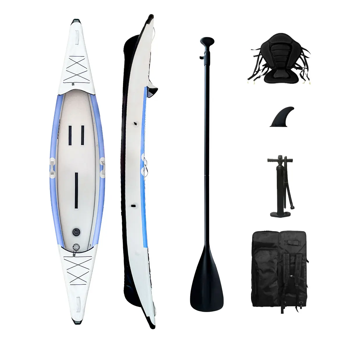 Single Person Foldable Drop Stitch Inflatable Fishing Kayak Lightweight Portable Canoe For Lake Sea Outdoor Kayaking