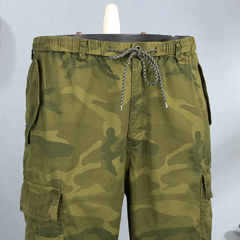 American camouflage loose multi pocket work pants men's summer new trend straight leg wide leg casual pants